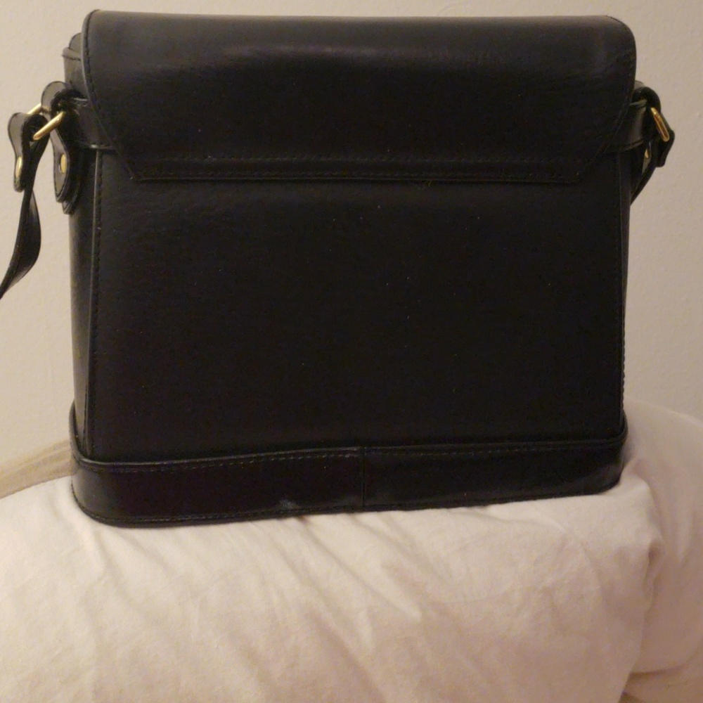 Black over the shoulder bag with gold accent - Picture 3 of 5